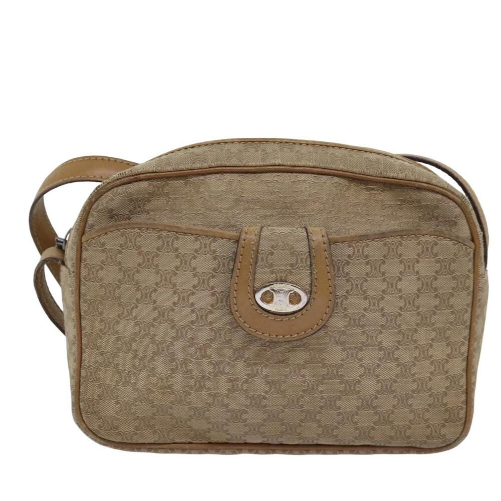 CELINE Macadam Canvas Shoulder Bag Beige - Picture 13 of 16